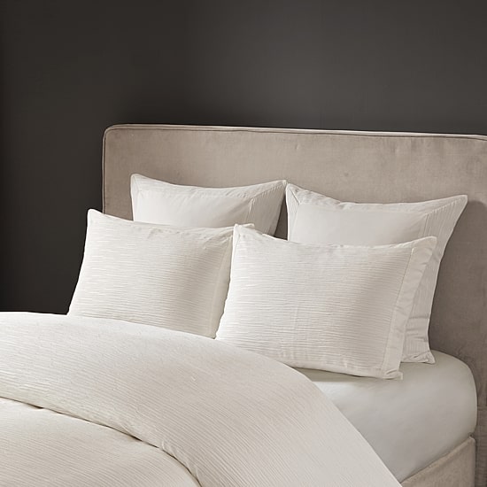N Natori Hanae Cotton Blend Yarn Dyed 3 Piece Duvet Cover Set