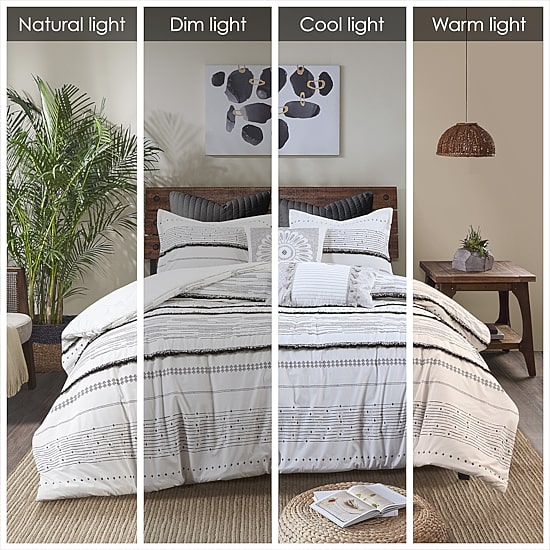 INK+IVY Nea 3pc Cotton Printed Duvet Cover Set with Trims