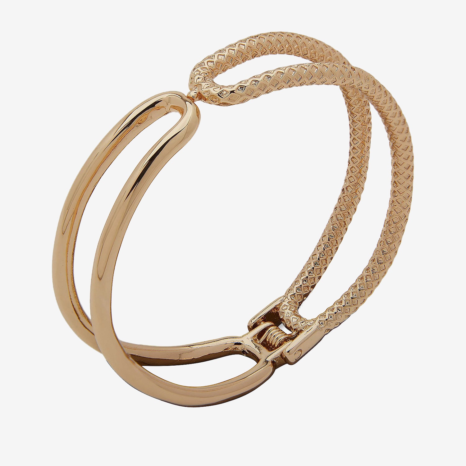 Worthington Gold Tone Textured Hinge Womens Cuff Bracelet