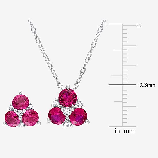 Womens Lab Created Red Ruby Sterling Silver 2-pc. Jewelry Set
