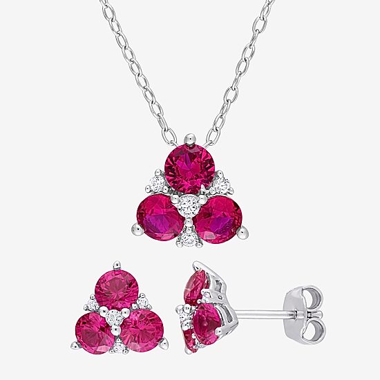 Womens Lab Created Red Ruby Sterling Silver 2-pc. Jewelry Set