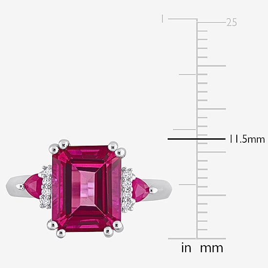 Womens Diamond Accent Genuine Pink Topaz Sterling Silver Cocktail Ring