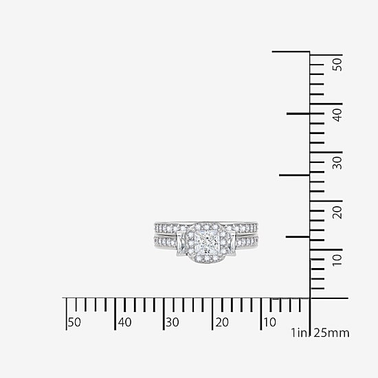 DiamonArt® Cubic Zirconia Sterling Silver 3-Stone Bridal Ring Set