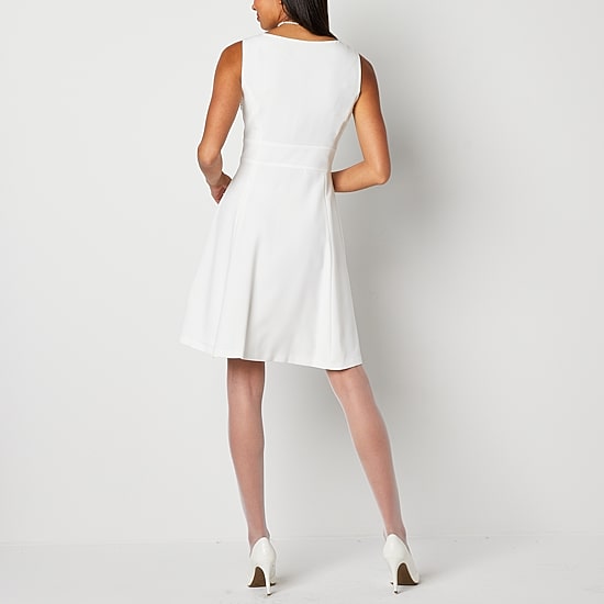 Black Label by Evan-Picone Womens Crew Neck Sleeveless Fit + Flare Dress