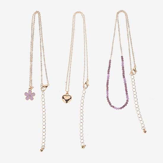 Arizona Womens Flower Heart 3-pc. Necklace Set