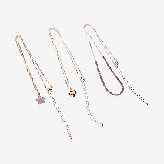 Arizona Womens Flower Heart 3-pc. Necklace Set