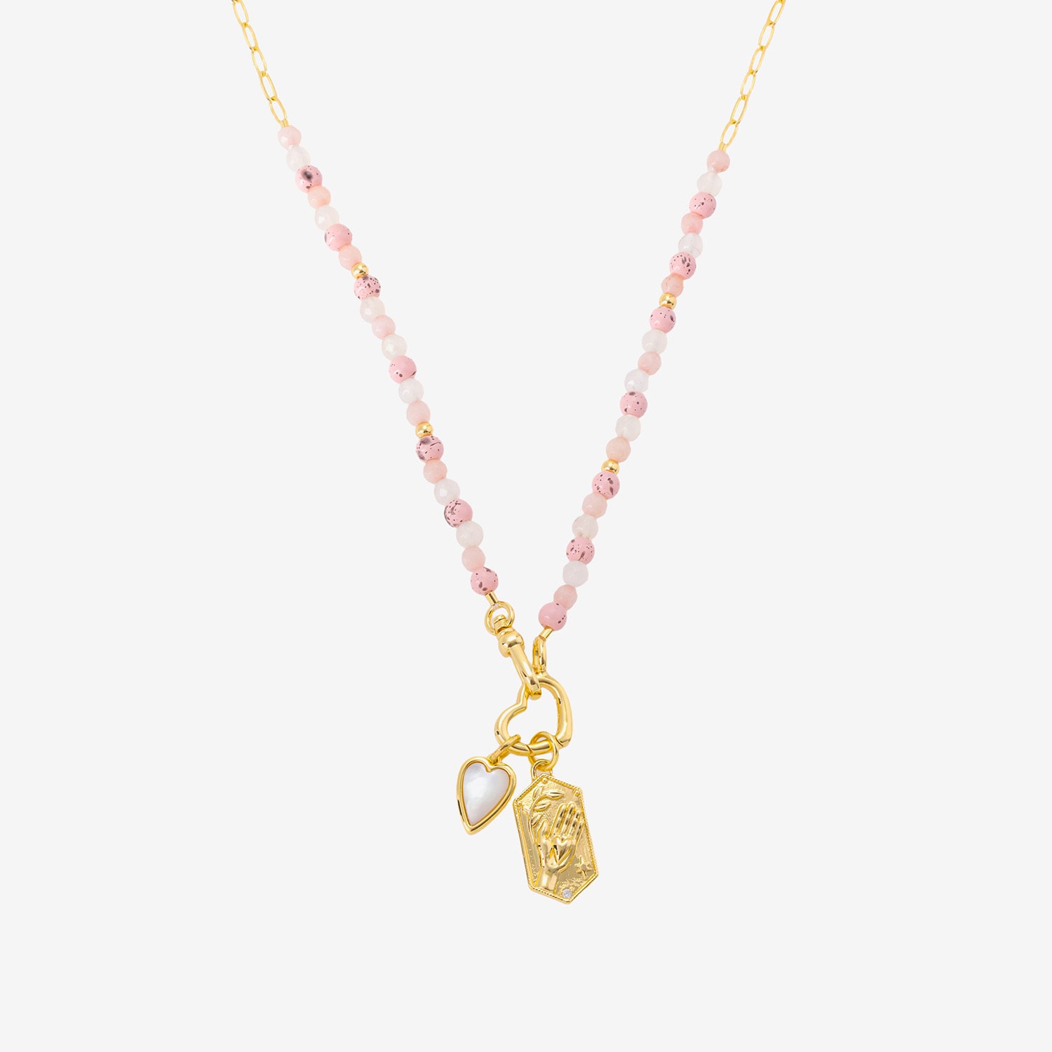 Footnotes Womens Pink Glass 10K Gold Over Brass 16 Inch Beaded Necklace