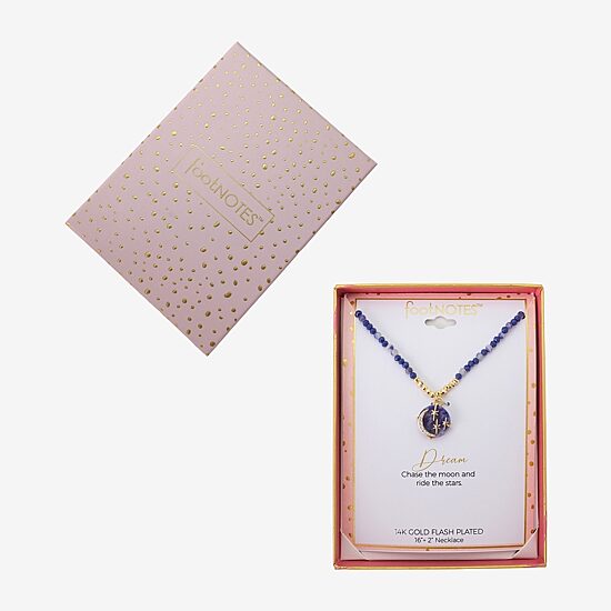 Footnotes Womens Blue Glass 10K Gold Over Brass 16 Inch Beaded Necklace
