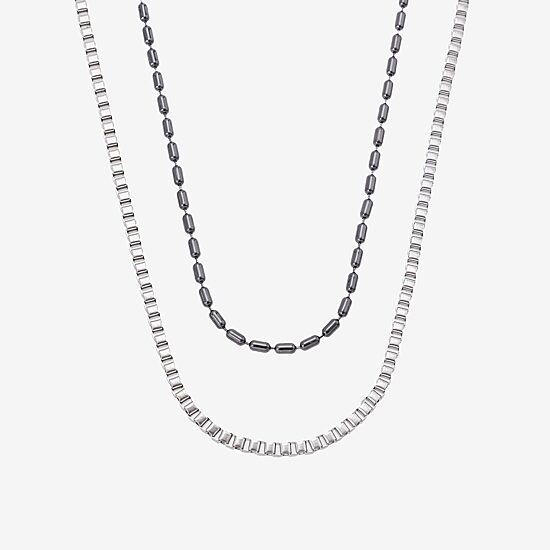 Mens Stainless Steel 2-pc. Necklace Set