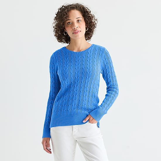 St. John's Bay Womens Crew Neck Adaptive Long Sleeve Easy-on + Easy-off Pullover Sweater