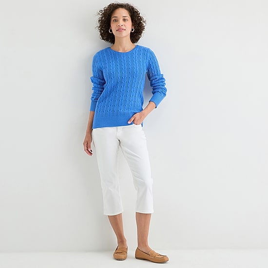 St. John's Bay Womens Crew Neck Adaptive Long Sleeve Easy-on + Easy-off Pullover Sweater