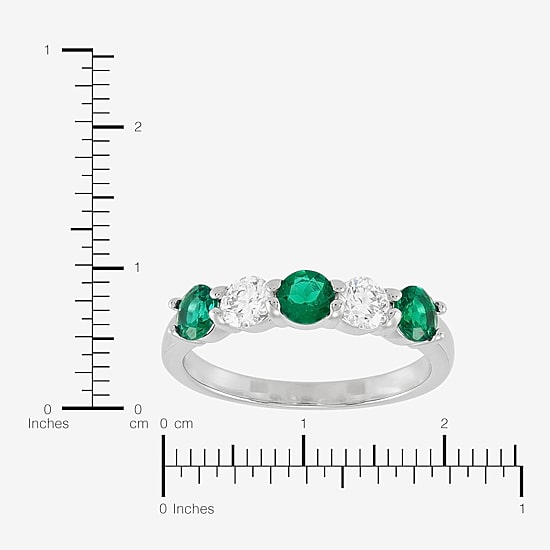 Womens 4MM Lab Created Gemstone & 1/2 CT. T.W. Lab-Grown Diamond Sterling Silver Round 5-Stone Band