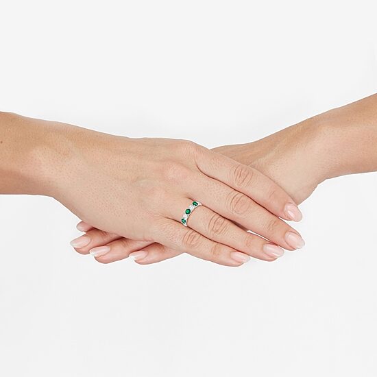 Womens 4MM Lab Created Gemstone & 1/2 CT. T.W. Lab-Grown Diamond Sterling Silver Round 5-Stone Band