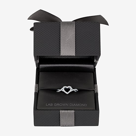 Heart (Gh / Si2 I1) Womens 1/6 CT. T.W. Lab Grown White Diamond 10K Gold Heart Cocktail Ring