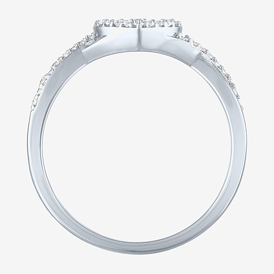 Heart (Gh / Si2 I1) Womens 1/6 CT. T.W. Lab Grown White Diamond 10K Gold Heart Cocktail Ring