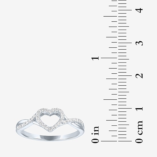 Heart (Gh / Si2 I1) Womens 1/6 CT. T.W. Lab Grown White Diamond 10K Gold Heart Cocktail Ring