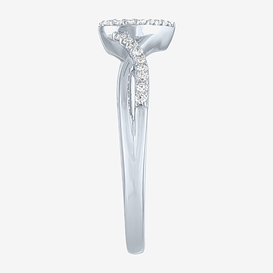 Heart (Gh / Si2 I1) Womens 1/6 CT. T.W. Lab Grown White Diamond 10K Gold Heart Cocktail Ring