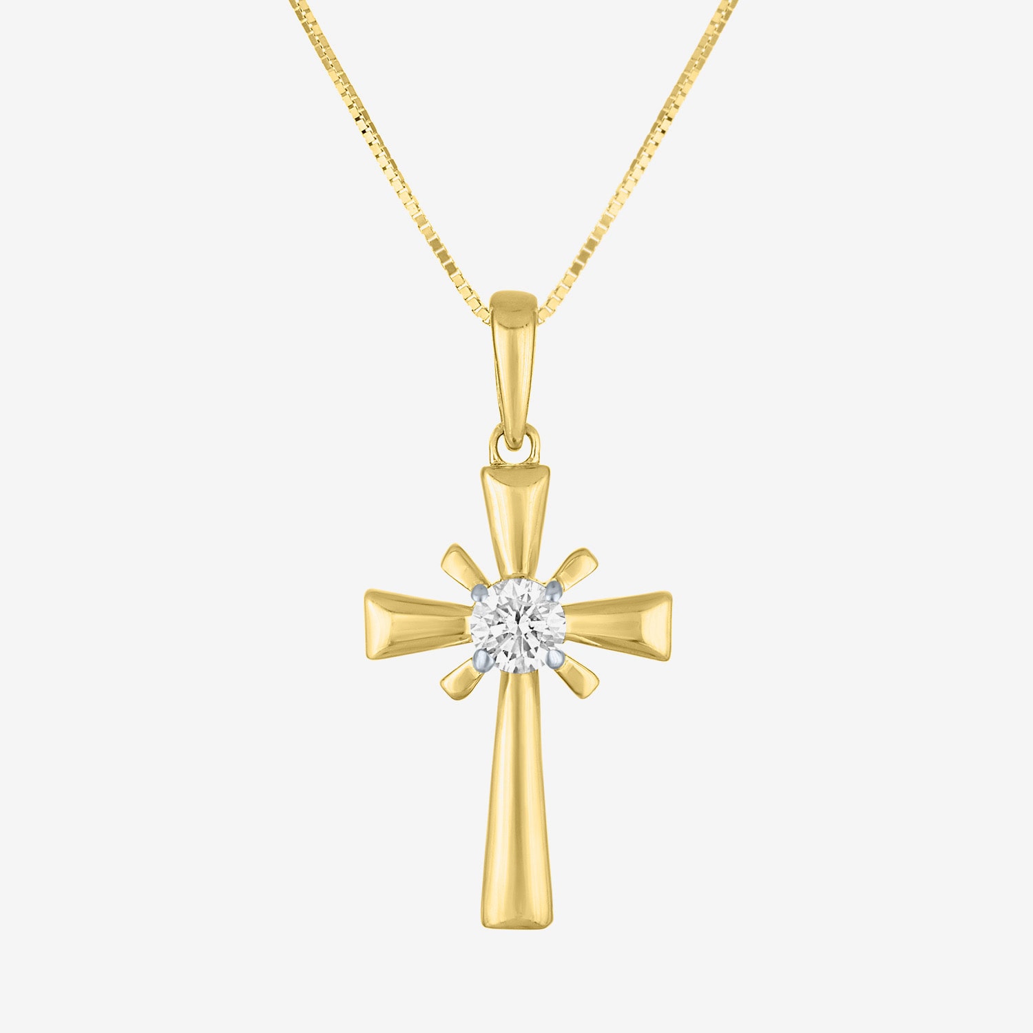 G-H / Si2-I1) Womens / CT. T.W. Lab Grown White Diamond 10K Gold Cross 18 Inch Pendant Necklace