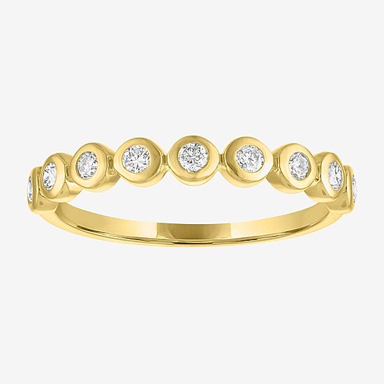 (G-H / Si2-I1)\T Womens 3MM 1/4 CT. T.W. Lab Grown White Diamond 10K Gold Anniversary Wedding Band