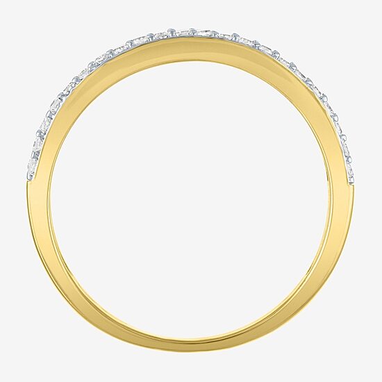 (G-H/ Si2-I1) Womens 2MM 1/6 CT. T.W. Lab Grown White Diamond 10K Gold Heart Anniversary Wedding Band