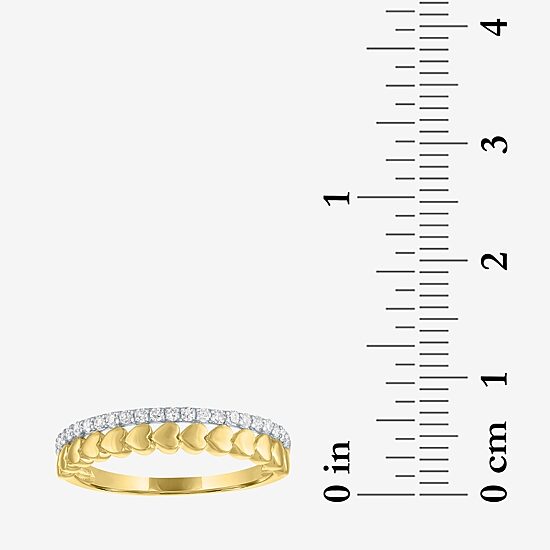 (G-H/ Si2-I1) Womens 2MM 1/6 CT. T.W. Lab Grown White Diamond 10K Gold Heart Anniversary Wedding Band