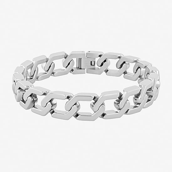 Mens Stainless Steel Solid 8 3/4 Inch Link Bracelet