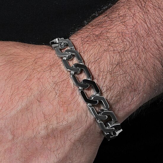 Mens Stainless Steel Solid 8 3/4 Inch Link Bracelet