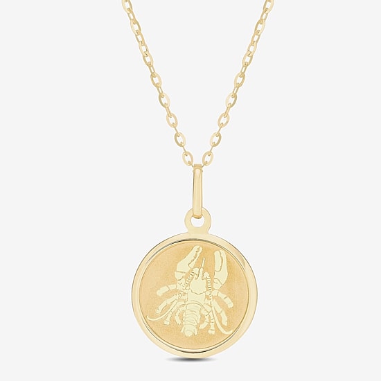 LIMITED QUANTITIES! Womens 14K Gold Round 18 Inch Zodiac Pendant Necklace