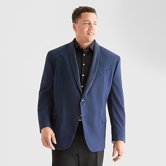 J. Ferrar Evening Edition Mens Big and Tall Stretch Fabric Regular Fit Tuxedo Jacket