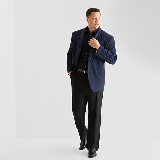 J. Ferrar Evening Edition Mens Big and Tall Stretch Fabric Regular Fit Tuxedo Jacket