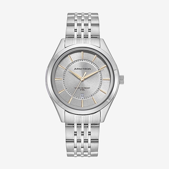 Armitron Mens Silver Tone Stainless Steel Bracelet Watch 20-5634gysv