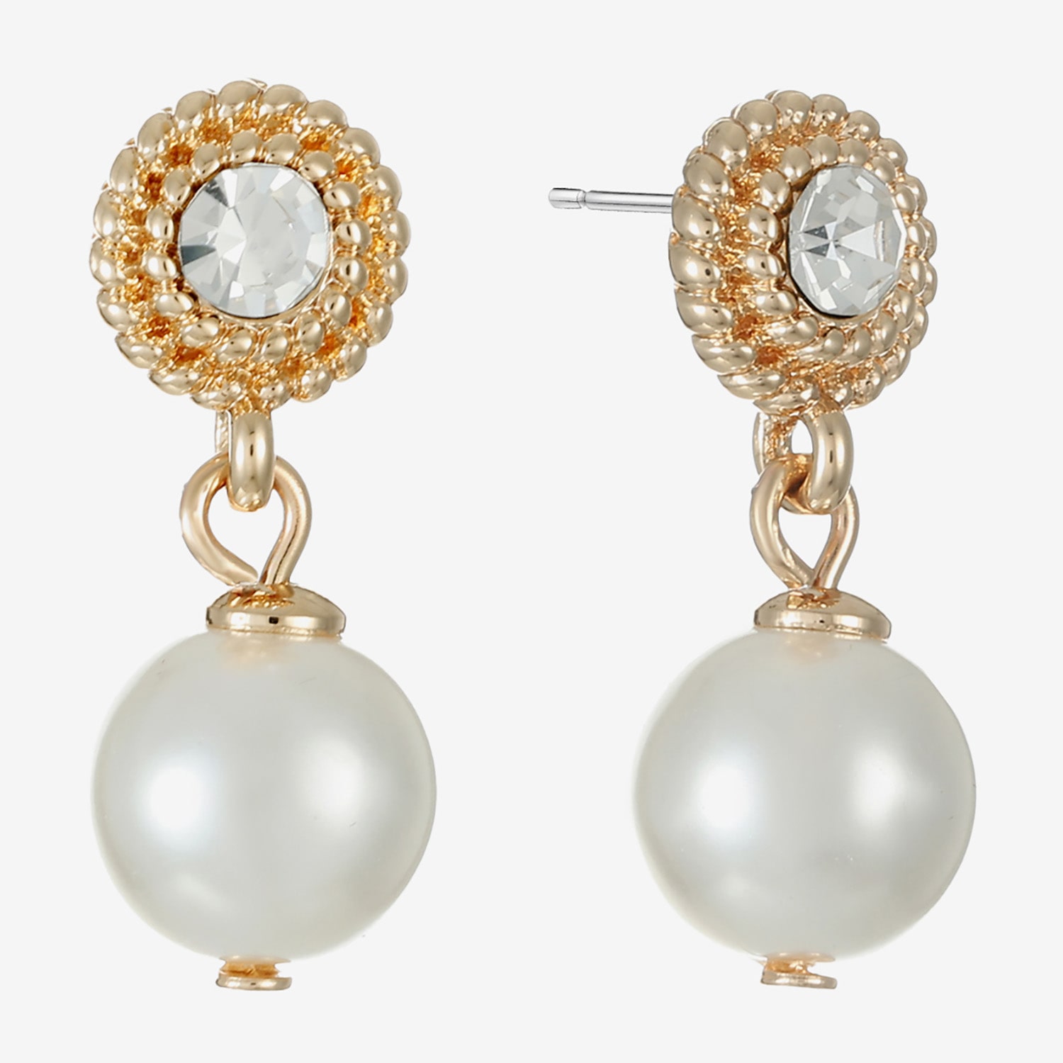 Monet Jewelry Womens Glass Simulated Pearl Round Hypoallergenic Drop Earrings