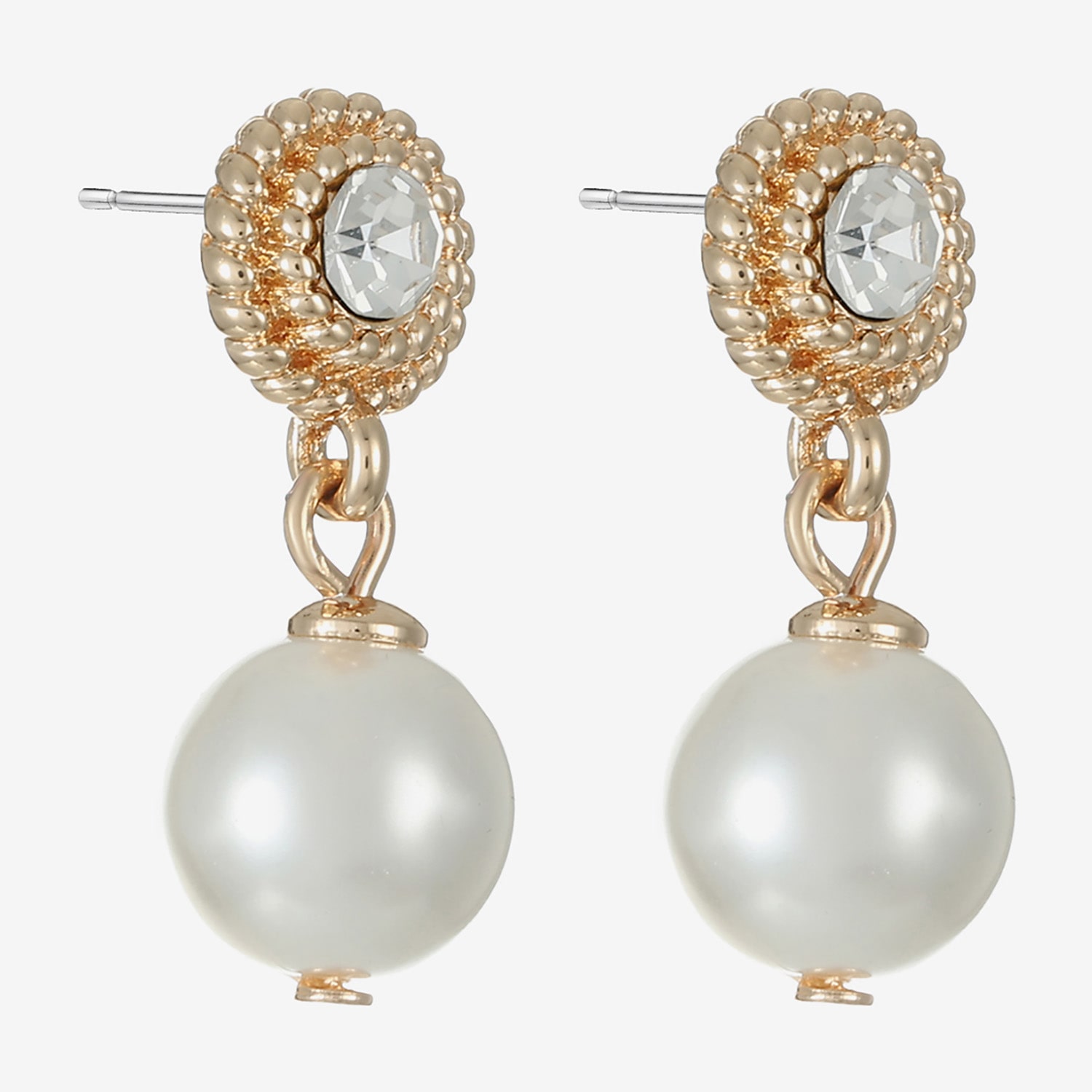 Monet Jewelry Womens Glass Simulated Pearl Round Hypoallergenic Drop Earrings