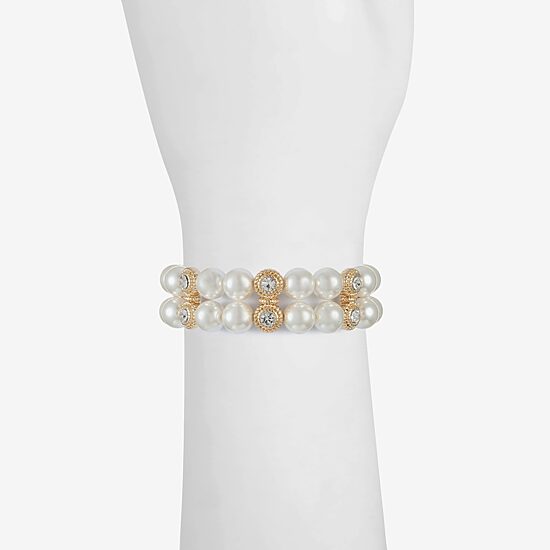 Monet Jewelry Womens Glass Round Stretch Bracelet