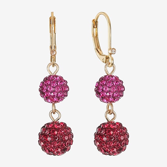 Monet Jewelry Womens Red Glass Drop Earrings