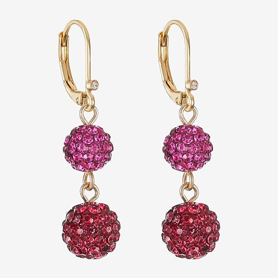 Monet Jewelry Womens Red Glass Drop Earrings