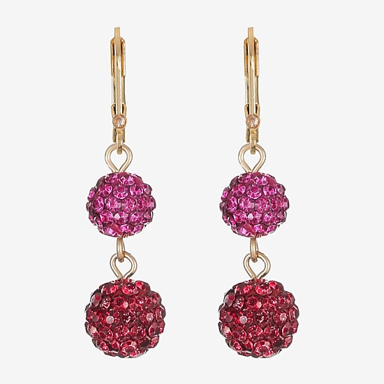 Monet Jewelry Womens Red Glass Drop Earrings
