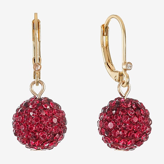 Monet Jewelry Womens Red Glass Drop Earrings
