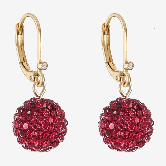 Monet Jewelry Womens Red Glass Drop Earrings