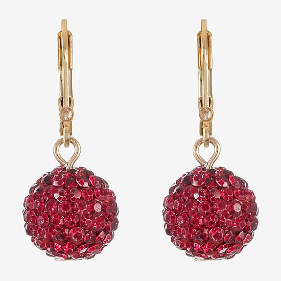 Monet Jewelry Womens Red Glass Drop Earrings