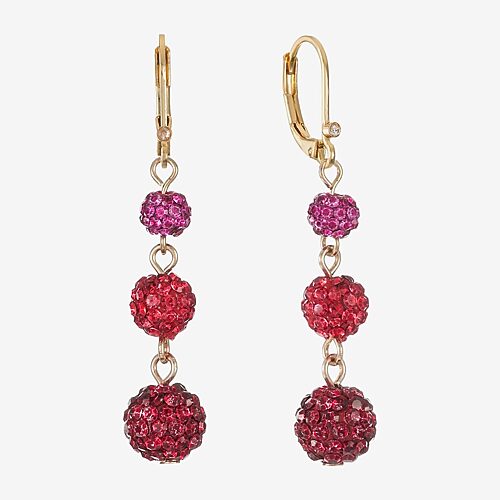 Monet Jewelry Womens Red Glass Drop Earrings
