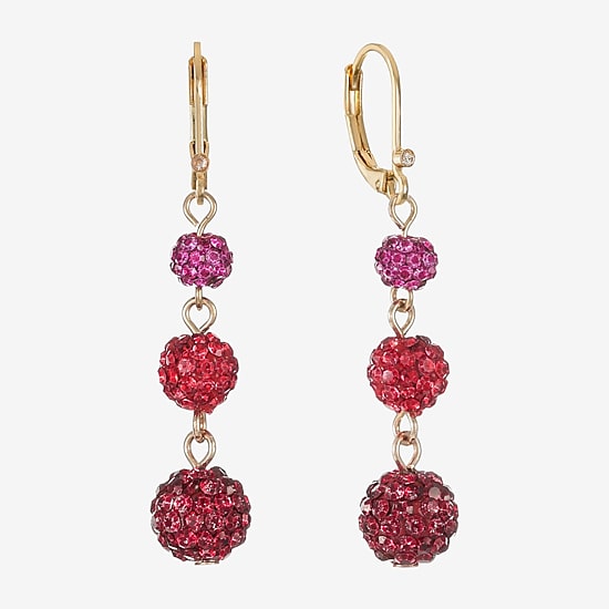 Monet Jewelry Womens Red Glass Drop Earrings
