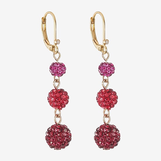 Monet Jewelry Womens Red Glass Drop Earrings