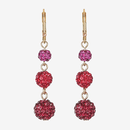 Monet Jewelry Womens Red Glass Drop Earrings