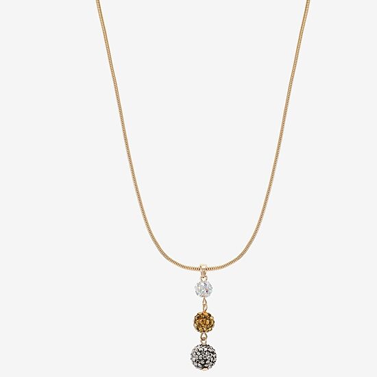 Monet Jewelry Womens Brown Glass 17 Inch Pendant Necklace