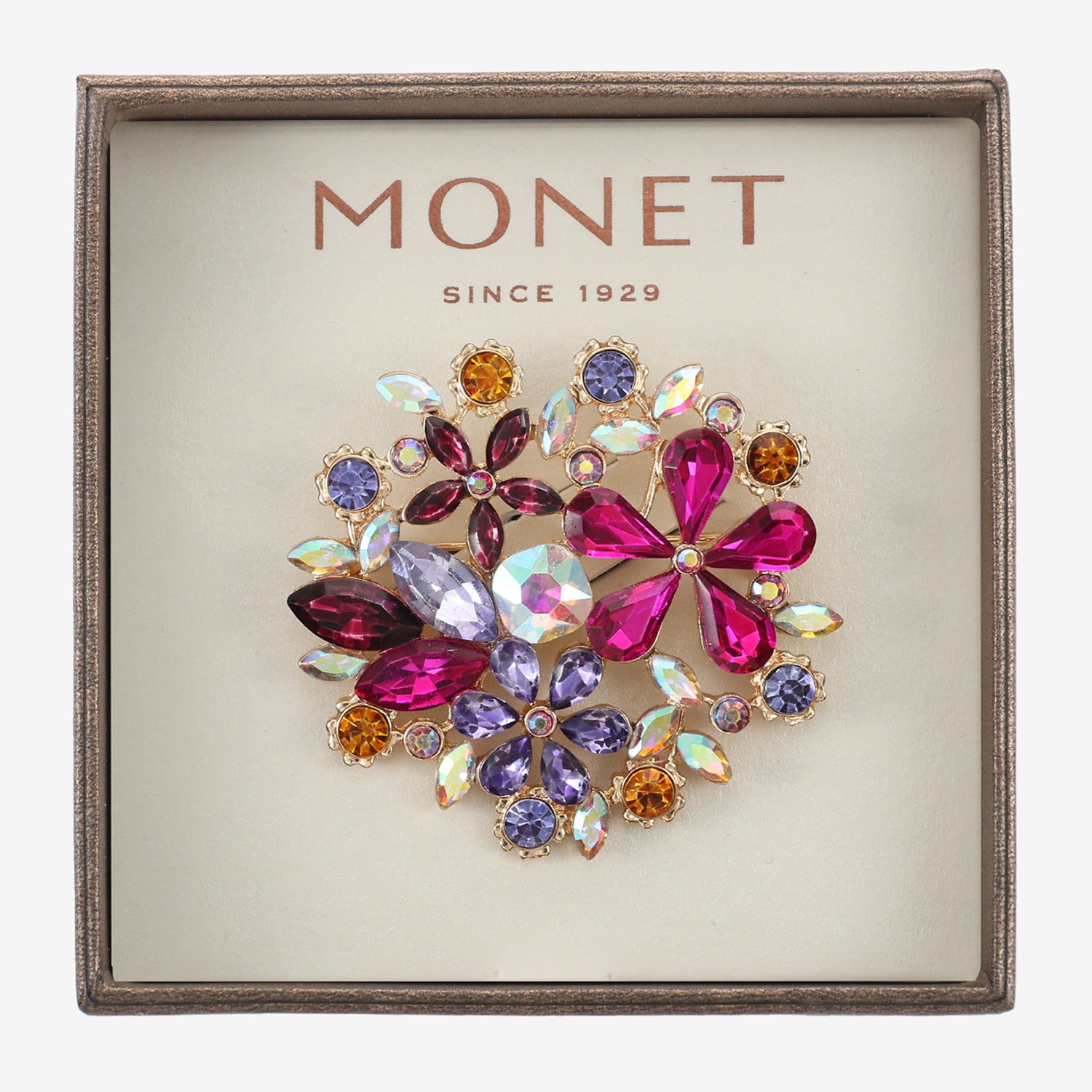 Monet Jewelry Multi Color Glass Pin
