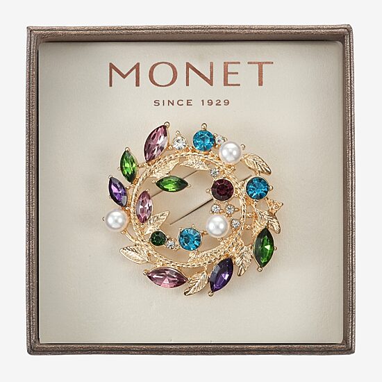 Monet Jewelry Multi Color Glass Pin