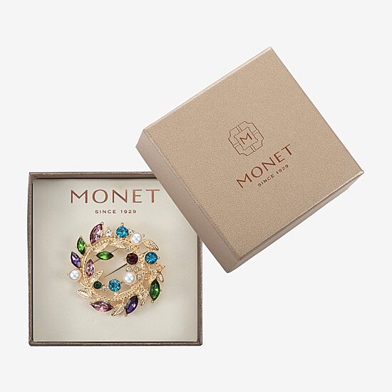 Monet Jewelry Multi Color Glass Pin