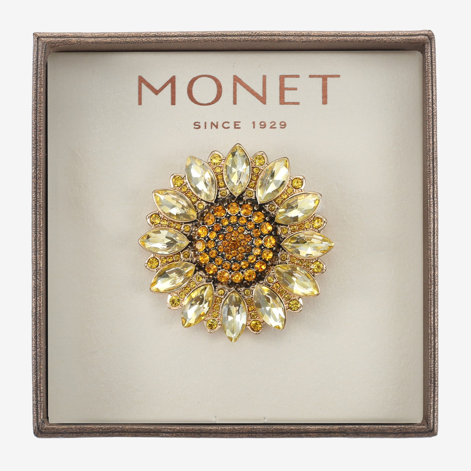 Monet Jewelry Yellow Glass Pin