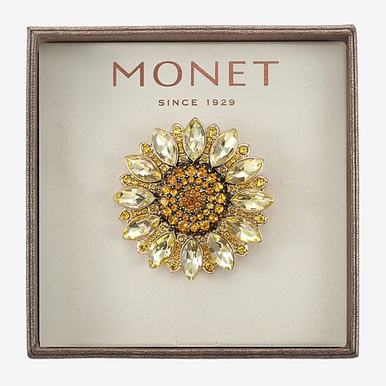Monet Jewelry Yellow Glass Pin